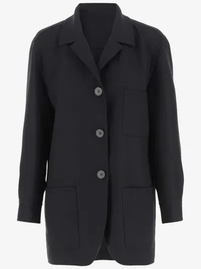 Stephan Janson Single-breasted Wool Coat In Black