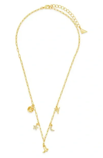 Sterling Forever Dolly Mixed Western Charm Necklace In Gold