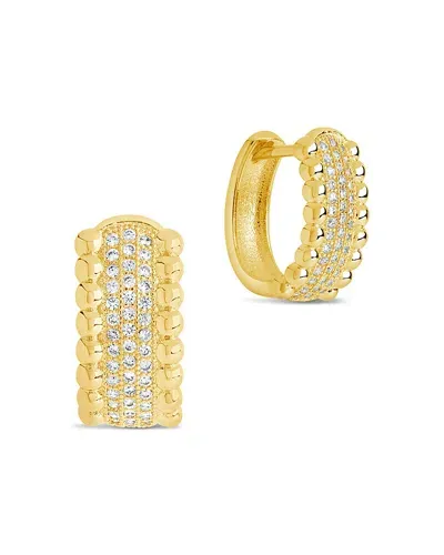 Sterling Forever Ellerie Pave Hoop Earrings In 14k Gold Plated