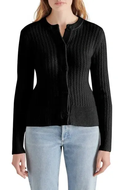 Steve Madden Illiana Open Stitch Cardigan In Black