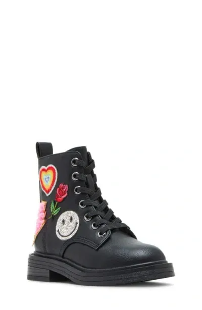 Steve Madden Kids'  Leader Patches Combat Boot In Black