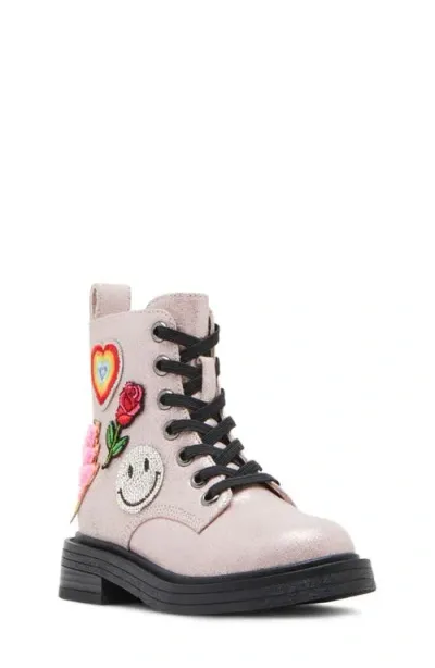 Steve Madden Kids'  Leader Patches Combat Boot In Pink