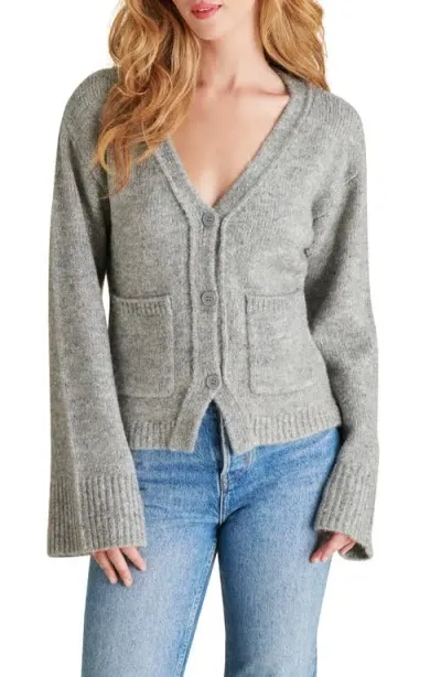 Steve Madden Odelia Flare Sleeve Cardigan In Grey