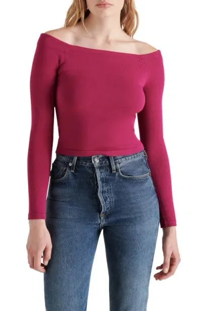 Steve Madden Ressi Off The Shoulder Sweater In Forest Berry