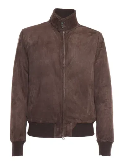 Stewart Jacket With Double Slider Zip, Barracuda Collar With 2buttons, 2welt Side Pockets, Bottom Garment An In Brown