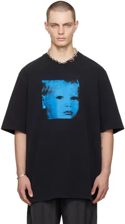 Still Kelly Black Crewneck Baby Face T-shirt In Black+baby Face Prin