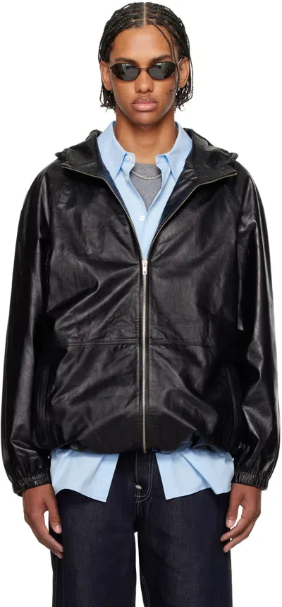 Still Kelly Black Hooded Leather Jacket