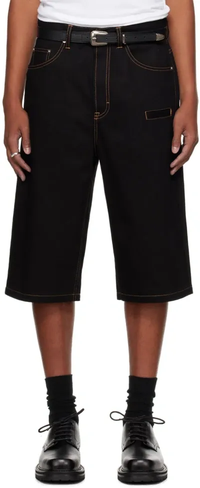 Still Kelly Black Raw Denim 6 Pocket Shorts