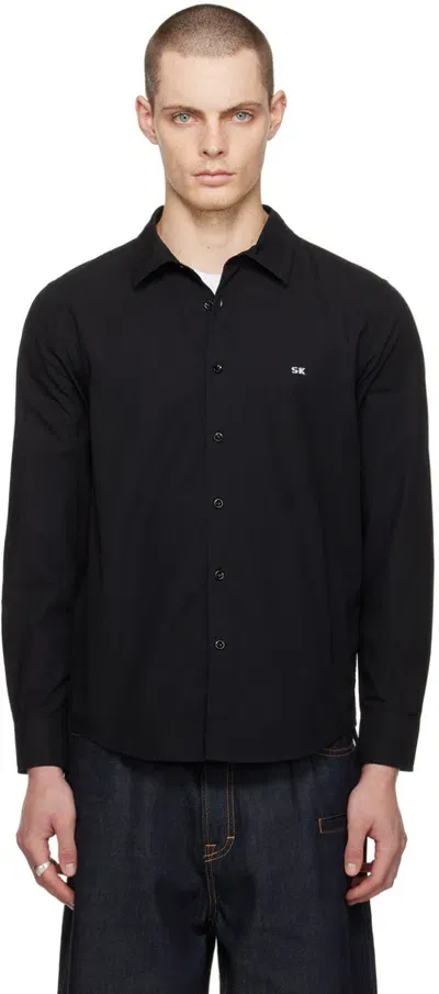 Still Kelly Black Sk Embroidery Shirt In Overdyed Black