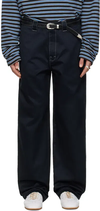 Still Kelly Navy Workwear Trousers In Navy / Slate