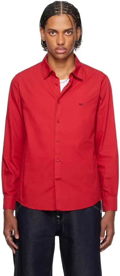 Still Kelly Red Sk Embroidery Shirt In Overdyed Red