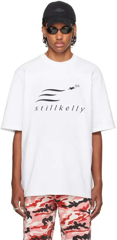 Still Kelly White Big T-shirt In White+black Euro Kel