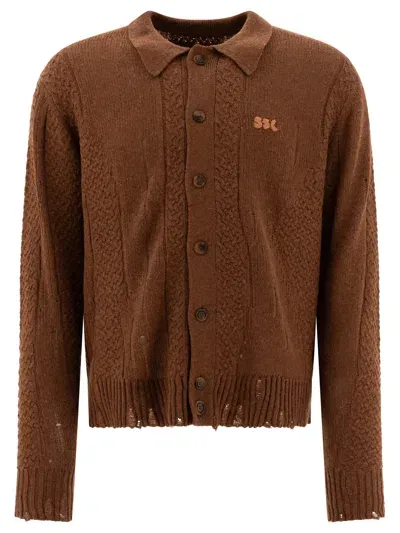 Stockholm Surfboard Club "broke" Cardigan In Brown