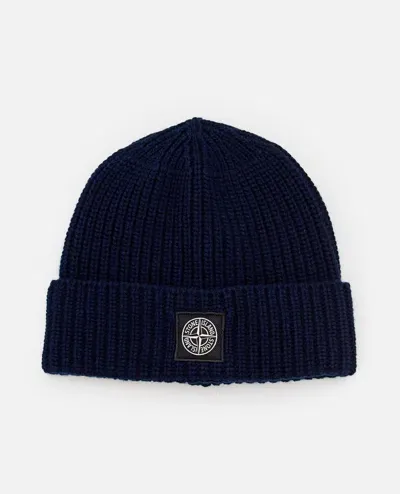 Stone Island Beanie Lana In Blue