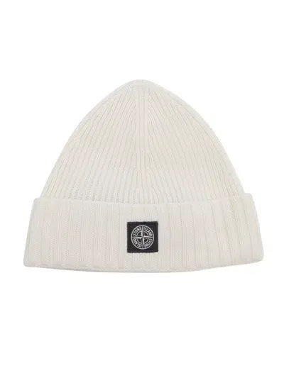 Stone Island Kids' Beanie In White