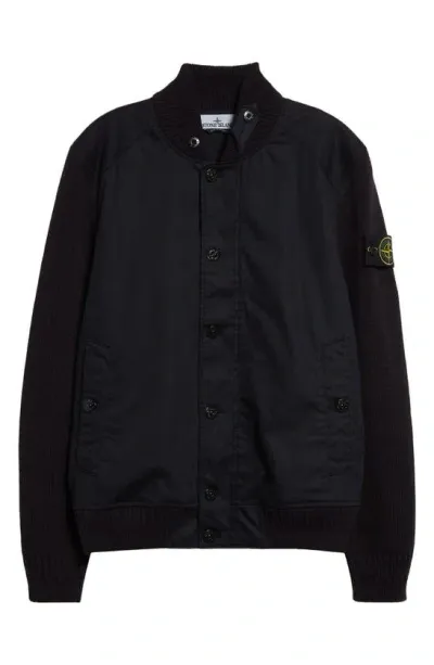 Stone Island Bio Raso With Bio Alloy Light Cover Tc Bomber Jacket In Blue