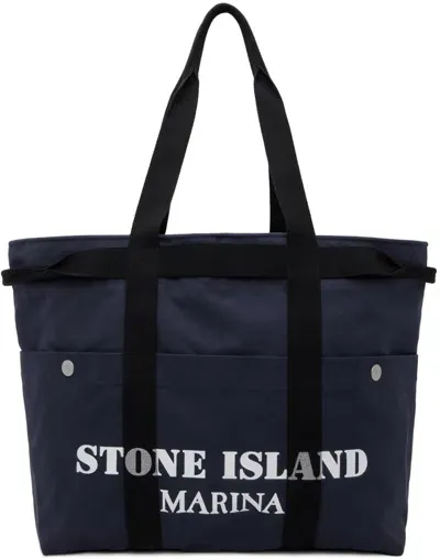 Stone Island Blue Canvas Tote