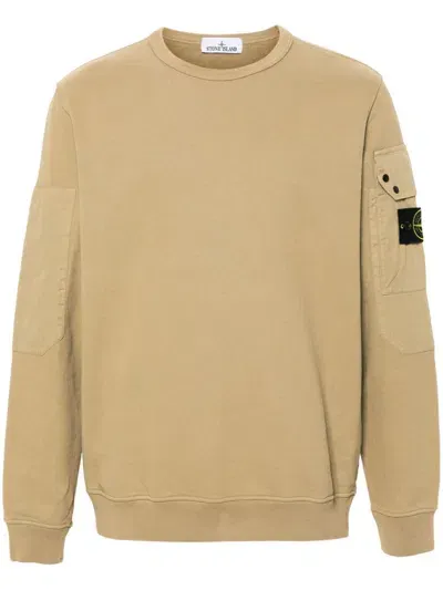 Stone Island Compass-badge Cotton Sweatshirt In Brown