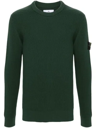 Stone Island Compass-badge Sweater In Green