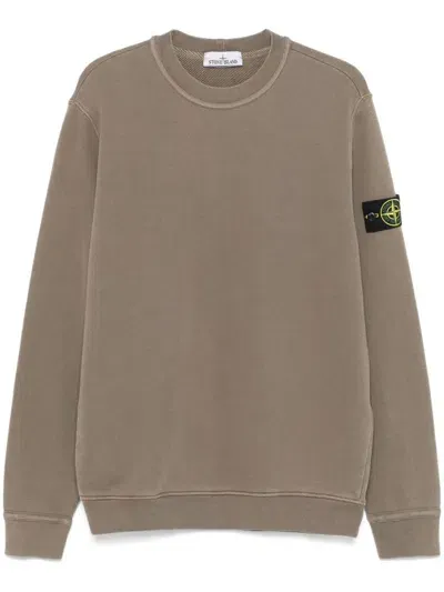 Stone Island Compass-badge Sweatshirt In Brown