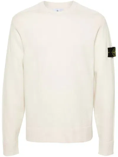 Stone Island Compass-badge Wool Blend Jumper In White