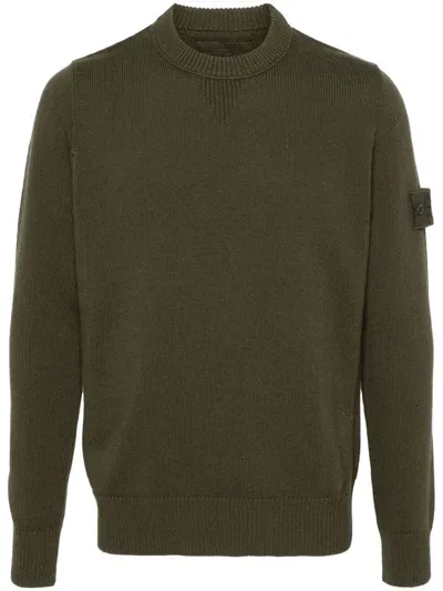 Stone Island Compass-badge Wool Jumper In Green