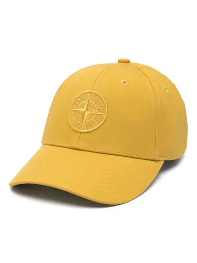 Stone Island Compass-motif Baseball Cap In Yellow