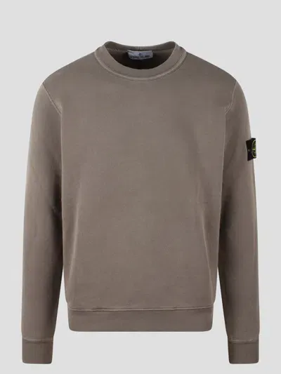 Stone Island Cotton Fleece Sweatshirt In Brown