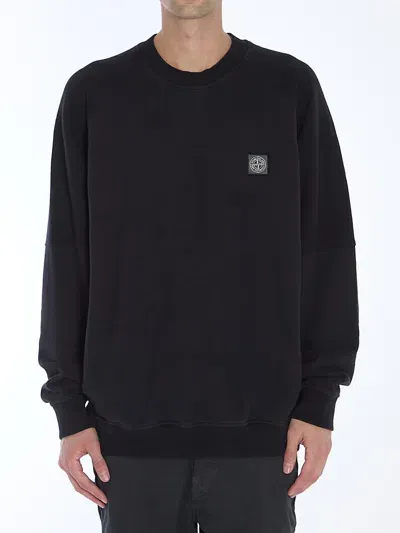 Stone Island Cotton Sweatshirt In Black