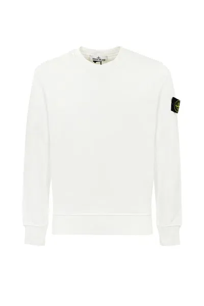 Stone Island Felpa In Cotone 63051 In White