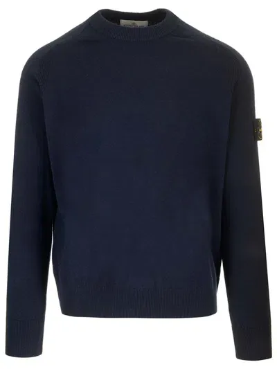 Stone Island Geelong Wool Crewneck Sweater In Blue