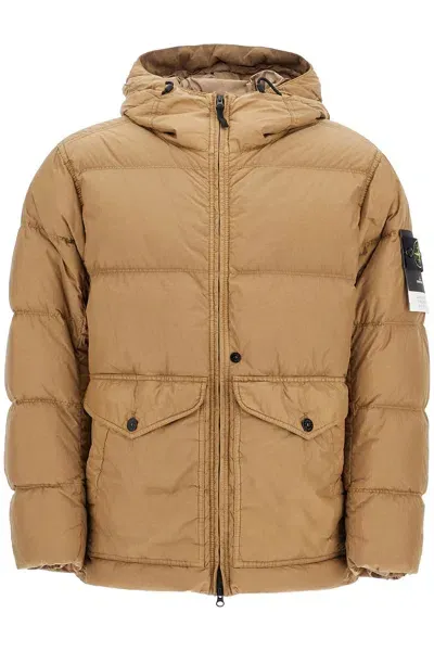 Stone Island Hooded Crinkle-reps R In Brown