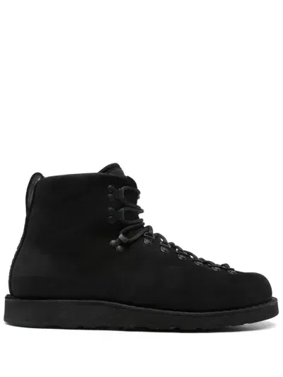 Stone Island Leather Ankle Boots In Black