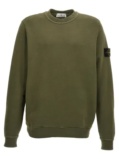 Stone Island Logo Badge Sweatshirt In Green