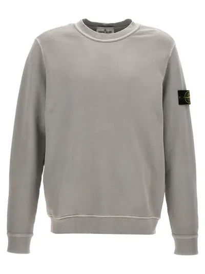 Stone Island Logo Badge Sweatshirt In Gray