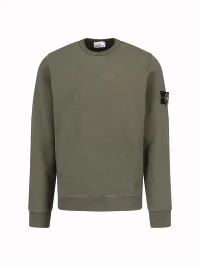 Stone Island Logo Crewneck Sweatshirt In Green