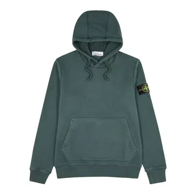 Stone Island Logo Hooded Cotton Sweatshirt In Green