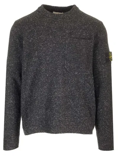 Stone Island Logo Patch Crewneck Sweater In Black