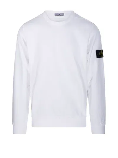 Stone Island Logo Patch Crewneck Sweatshirt In White