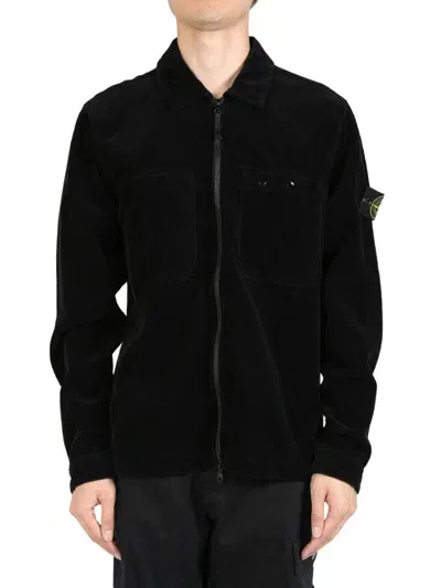 Stone Island Velvet Overshirt Shirt, Blouse In Black