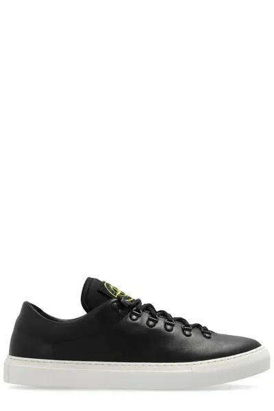 Stone Island Logo Patch Sport Sneakers In Black