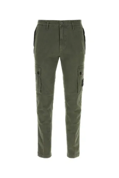 Stone Island Man Khaki Stretch Cotton Cargo Pant In Green