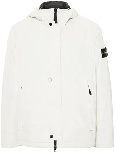 Stone Island Padded Jacket With Compass Logo In White