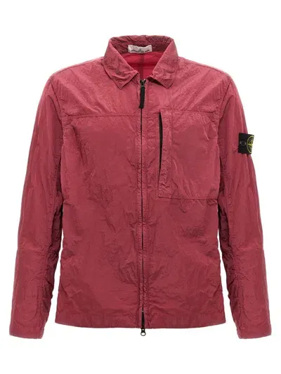 Stone Island Metal Nylon Overshirt In Pink