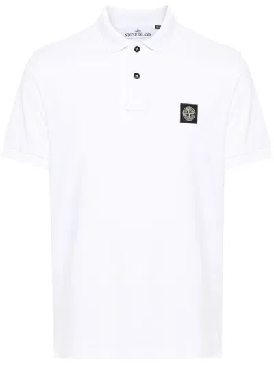 Stone Island Polo Con Logo In White