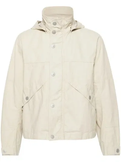 Stone Island Raw Plated Linen Hooded Jacket In Neutrals