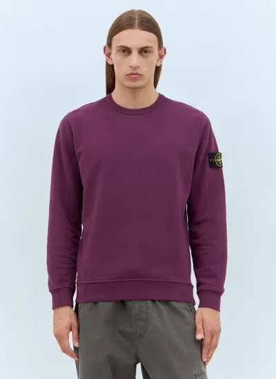 Stone Island Ribbed Sides Sweatshirt In Mosto