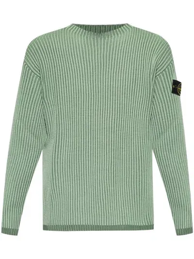 Stone Island Ribbed Virgin-wool Jumper In Green