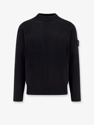 Stone Island Midnight Blue Wool Blend Sweater In Black