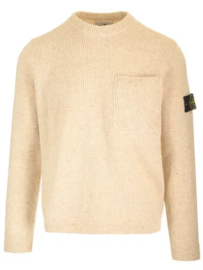 Stone Island Sweater In Wool And Silk In Yellow